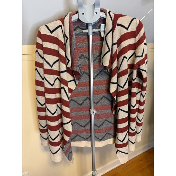 Charlotte Russe Open Front Zig Zag Cardigan Medium Snazzy Cozy Bookstore Vibe - Picture 1 of 4